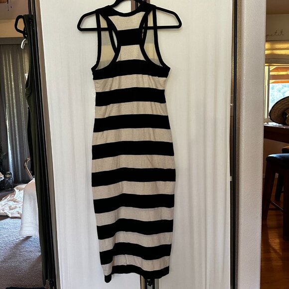 JAMES PERSE BAR STRIPE MIDI TANK DRESS IN NATURAL AND BLACK SIZE 2 - Picture 3 of 8